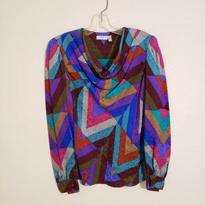 Saks Fifth Avenue Geometric Vintage Silk Blouse